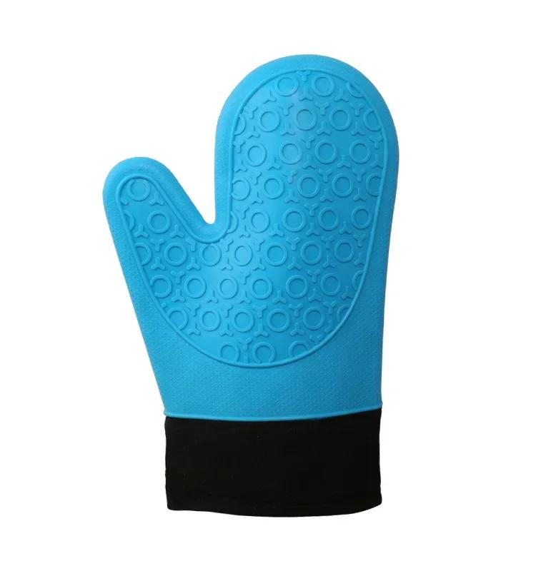 Bestseller Roter Silikon Küchen Ofenhandschuh Topflappen mit Extra Langem Canvas Ärmel Steppung zum Grillen und BBQ