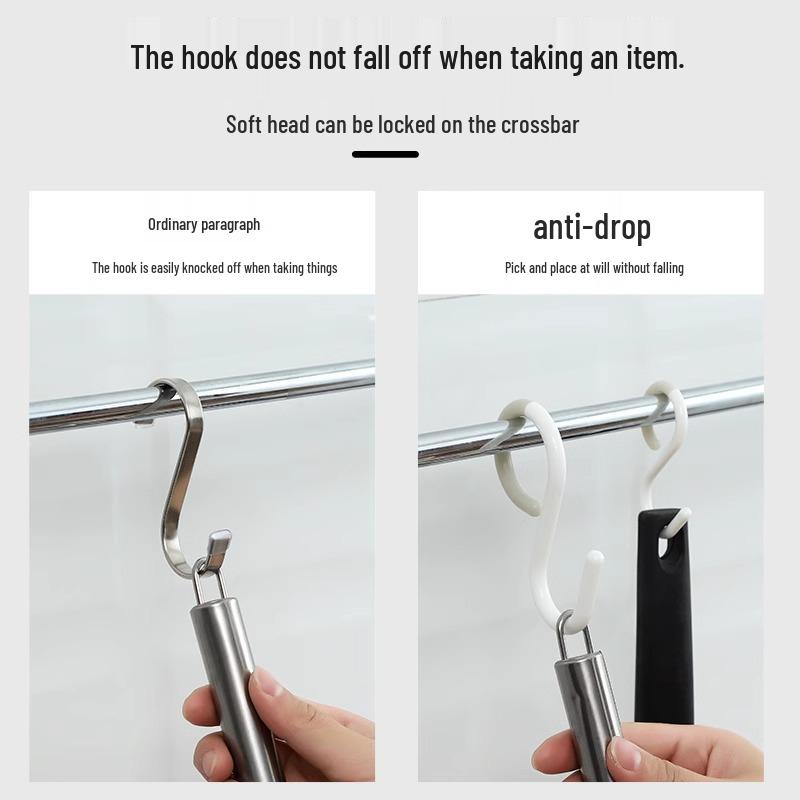 Anti-Drop Multi-Functional S Hook for Keys, Clothes, Hats, Bags, and More