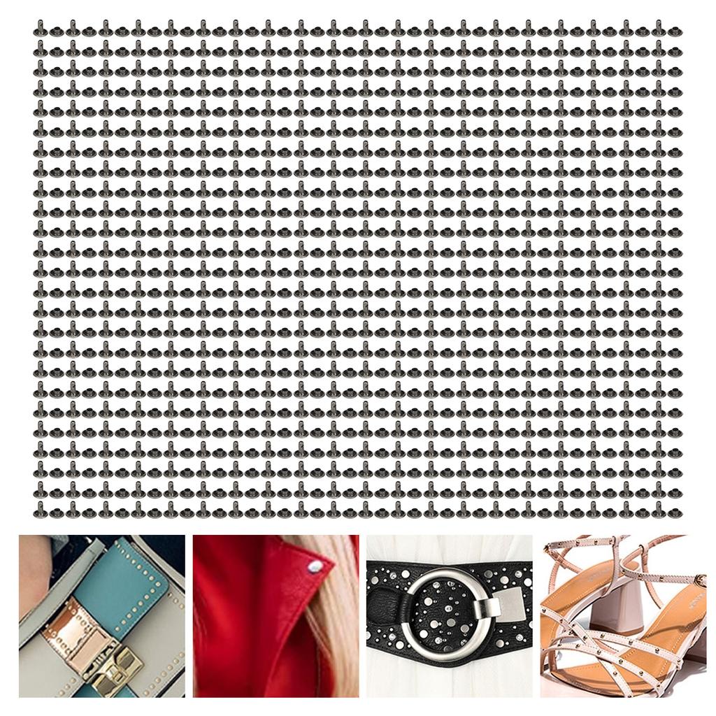 500 Sets Leather Rivets 8x8mm Electroplating Process High Hardness Iron   Double Sided Rivets for Hat Clothing