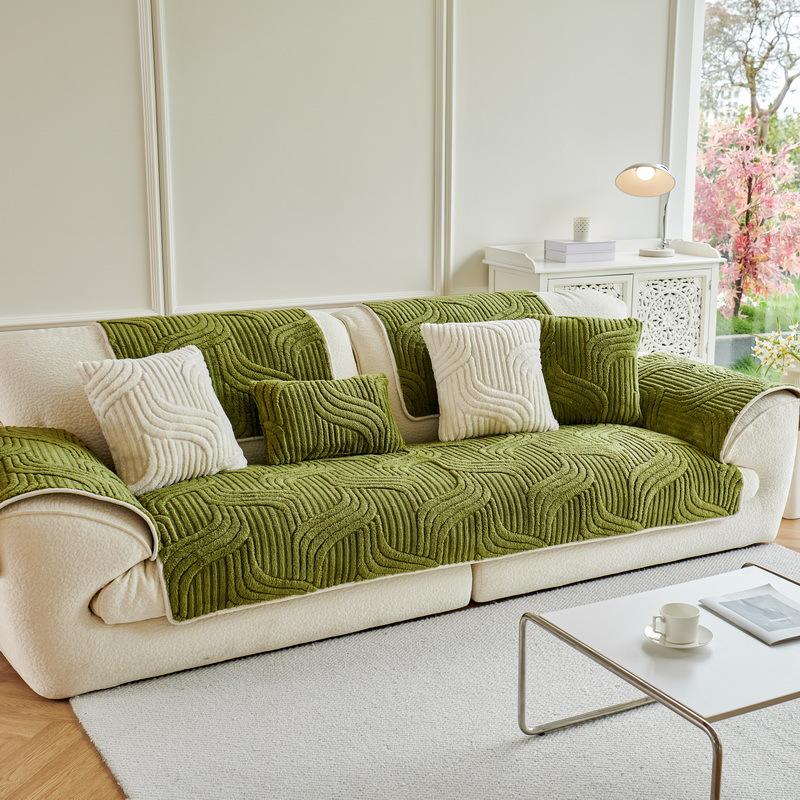 Plush Sofa Cushion Autumn And Winter  New Non-Slip Winter Seat Cushion High-End Leather Sofa Cover Towel Winter