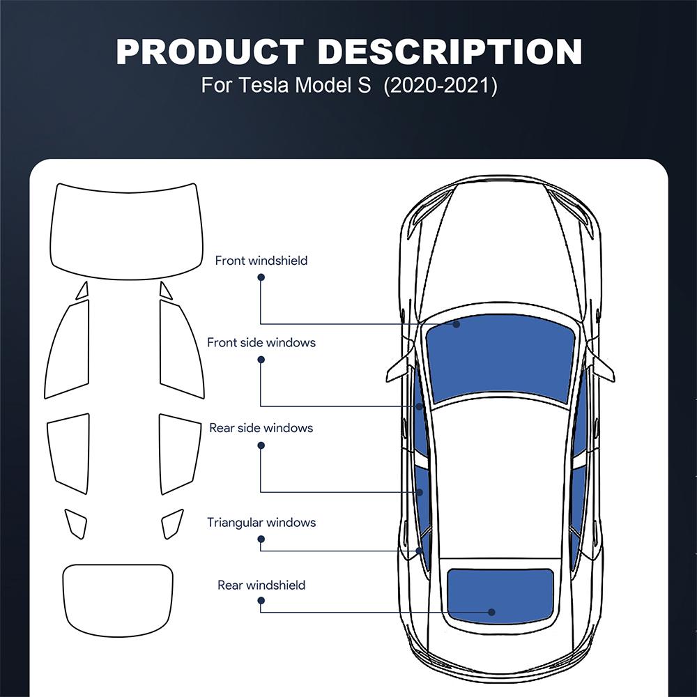 Solar UV Protector Summer Tint Film For Tesla Model S ModelS 2020 2025 Car Front Rear Side Window Accessories