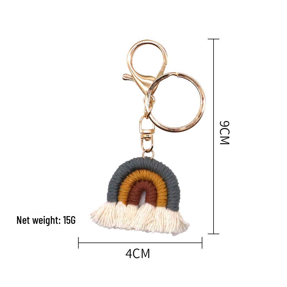 Nordic Rainbow Woven Tassel Keychain Pendant - Ethnic Style Ornament for Bags & Cars