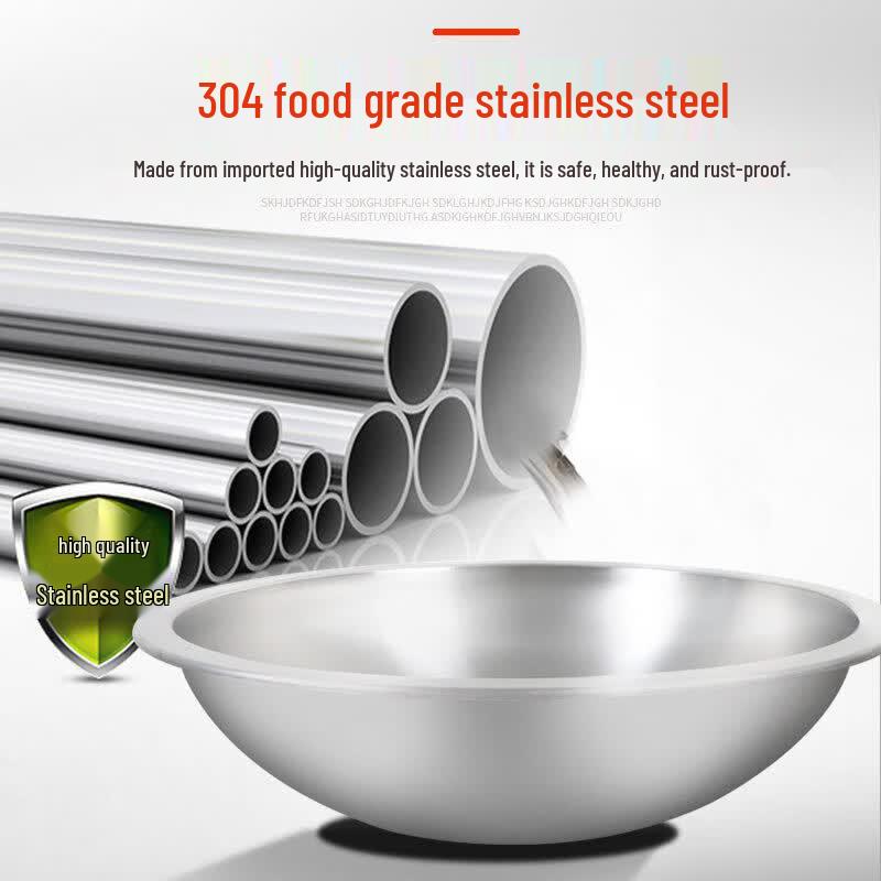 XiuZhi Commercial Double-Handled 304 Stainless Steel Wok & Soup Pot