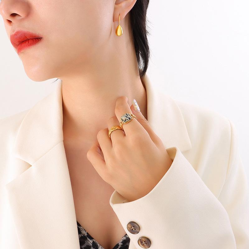 Elegant Gold-Plated Water Drop Earrings for Women - Titanium Steel, Niche Design, Colorfast Jewelry