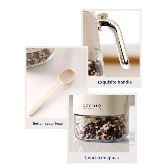 Seasoning Jar Glass Sealed Spice Bottle Organizer with Push-Button Lid Moisture Proof Empty Spices Containers for Kitchen