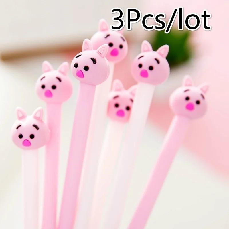 3pcs Kawaii Cute Pink Pig 0.38mm Plastic Gel Pens Office School Gift Stationery Pens