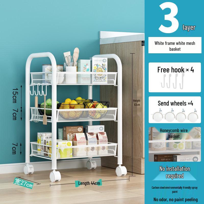Multi-Layer Mobile Storage Rack for Bedroom, Baby Room, or Kitchen