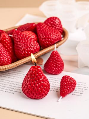 Molde de silicone para vela com aroma de morango doce 3D, sabonete artesanal, presentes de aniversário, moldes de decoração para festa de chocolate com gesso de resina faça você mesmo