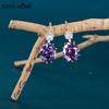 JoiasHome Yellow Gold Color Drop Earrings for Women Silver 925 Jewelry with Purple Zircon Amethyst Female Party Ear Accessories