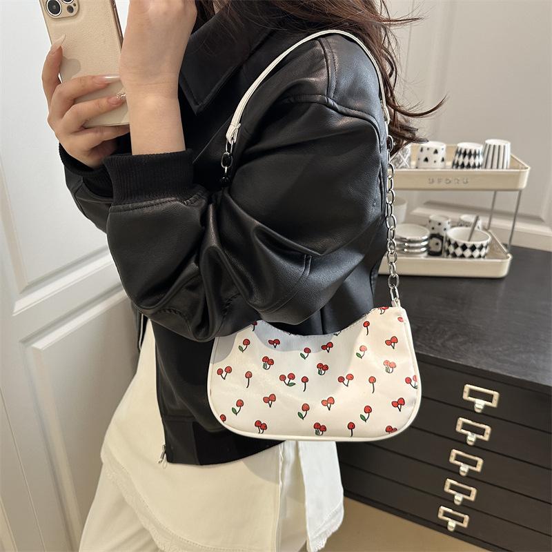 * Product title, casual bag women's 2025 new cute little flower shoulder bag, Korean version of foreign style underarm bag retro