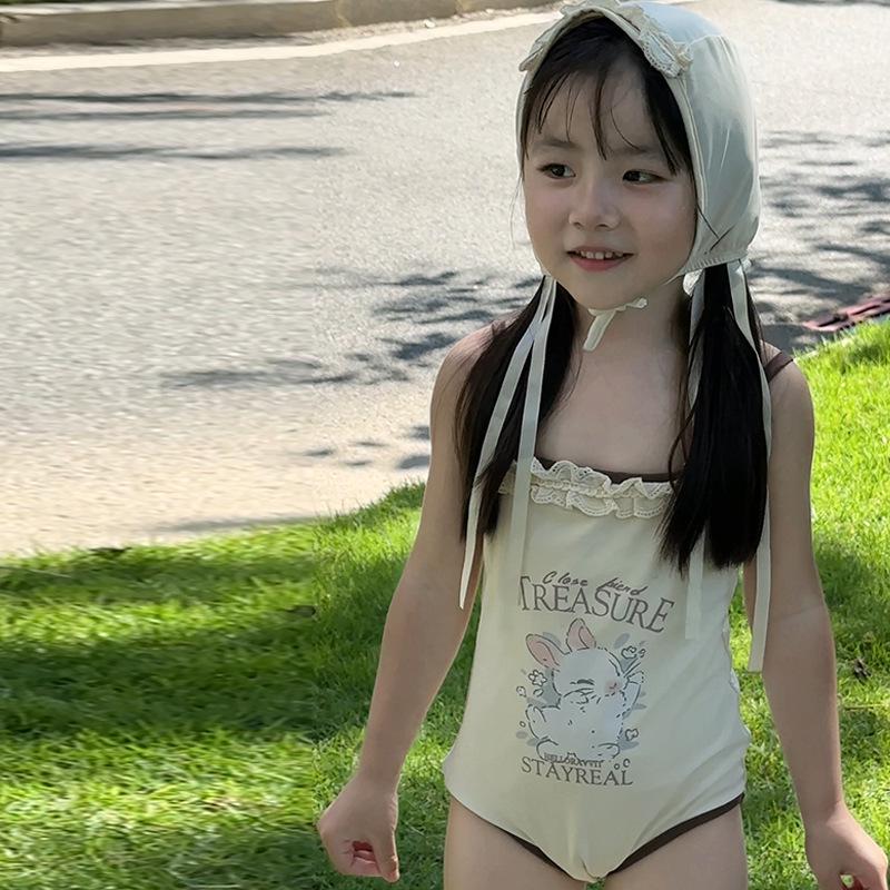 2025 Stylish Bunny Sling One-Piece Swimsuit for Girls - Adorable Summer Beachwear