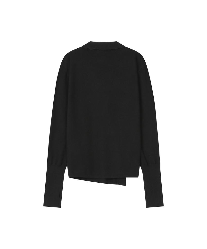 MISEKI SEOUL Diagonal Zip-Up Knit Black