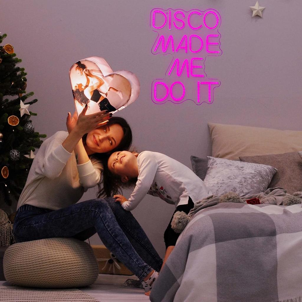 Disco Made Me Do It Led Neon Light Signs for Wall Decor, Pink Neon Light Signs for Bedroom Bachelorette Party Birthday Wedding Engagement Party Bar
