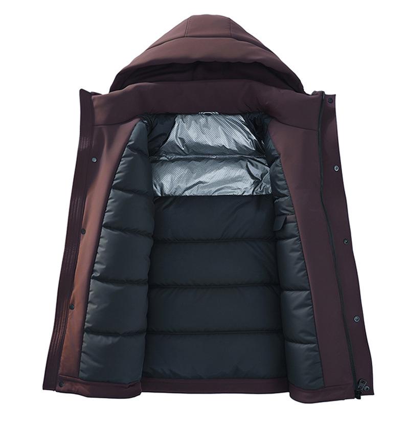 Men's Waterproof Cold-Resistant Down Jacket - 90% White Duck Down, Winter Casual Thickened Workwear, Trendy Design