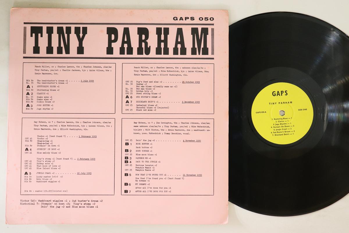 

LP Record TINY PARHAM - Tiny Parham GAPS050 GAPS Netherland Jazz Used