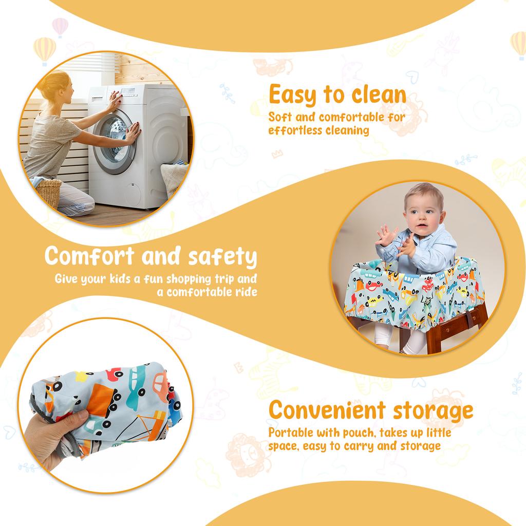 Karton-Stil Einkaufswagen Sitzbezug Wasserdicht Weich Bequem Baby Sicherheit Wagenabdeckung für Hochstühle Kleinkind Säugling Kinderwagen