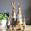 Rabbit Statue Resin Coating Cute Vintage Look Vivid Clear Texture Garden Bunny Ornament Decoration