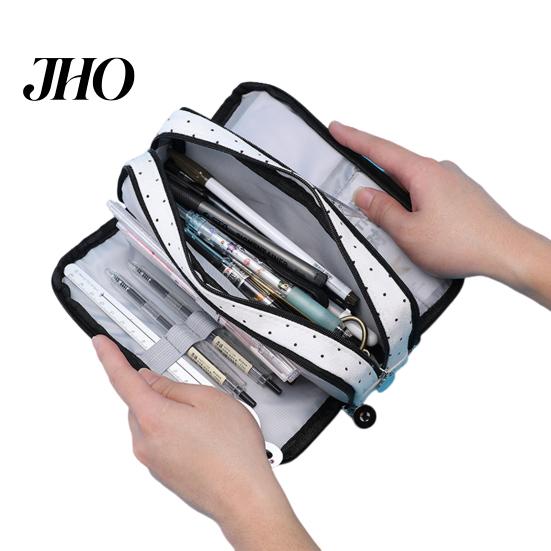 Astuccio per Matite in Tela Grande Custodia per Trucco con Tasche con Cerniera Pochette Scomparti Multipli Organizer Leggero Anelli Elastici Portapenne