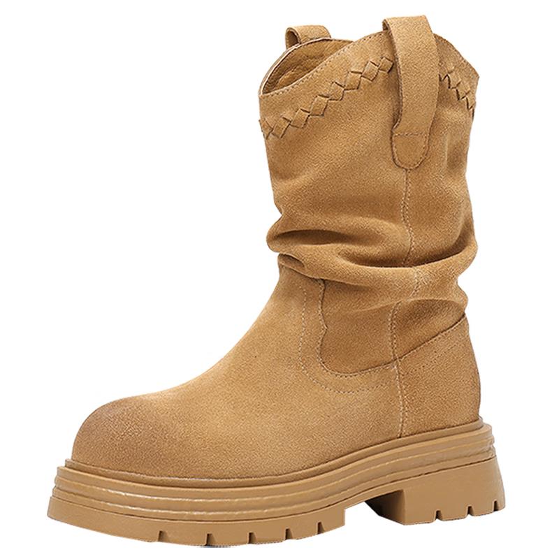 Senda Women s Ruched Mid-Calf Western Boots 38