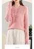 2024 Autumn/Winter Women's Wool Half-Zip Round Neck Jacquard Knit Hollow Loose Sweater