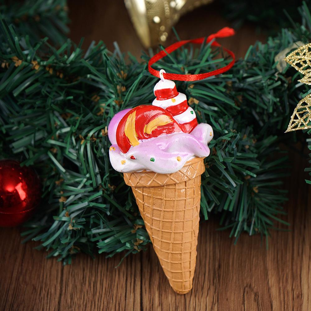 Handpicked Resin Ice Cream Ornament: Creative Christmas Scene Decoration with Free Shipping