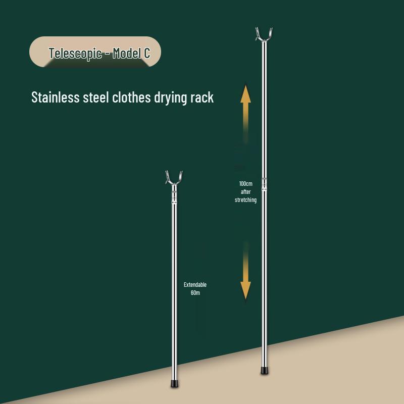 Extra Thick 304 Stainless Steel Retractable Clothes Drying Rod and Hanger for Household Use