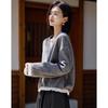 Demana 'Lace Poetry' Vintage Lace Patchwork V-Neck Sweatshirt