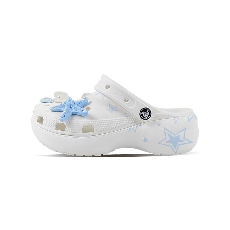 Crocs Classic Platform Clog EVA Starfish Hand-Painted Small Fresh Cute Versatile Niche Campus Style Hole Shoes Unisex White