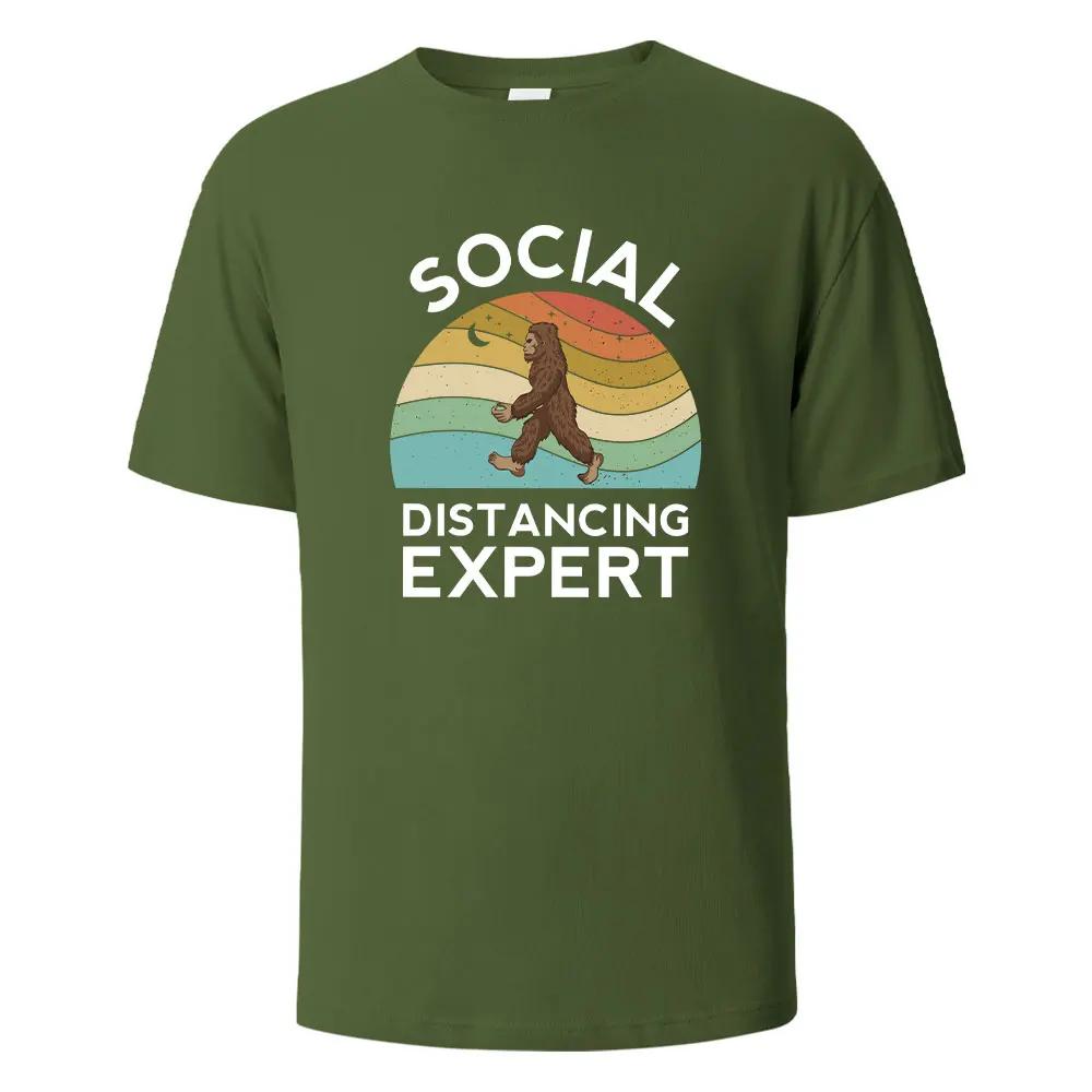 

SocialDistancingExpert Street Funny T-Shirt For Men Fashion Casual Loose Cotton Clothing Crewneck Breathable Tshirt Hip Hop Tees 4XL