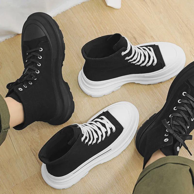 Unsichtbare, höhenverstärkende Herren-Sneaker: 12 cm High-Top, 10 cm lässiges Canvas, trendige Schuhe mit dicker Sohle, COS.