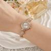 with Adjustable Bracelet Circle Shaped Watch Rhinestone Wrist Decoration Quartz Watches  Women Girl