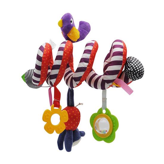 Baby Spiral Plush Toy with Teether Ring Fox Giraffe Bird Beetle Caterpillar Donkey