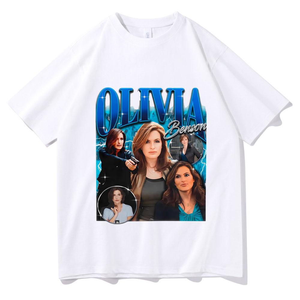 Retro Olivia Benson Tshirt Unisex Women Fashion Oversized Streetwear Male Casual Cotton T Shirts Unsiex Vintage Short Sleeve Tees