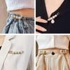 Detachable Pearl Brooch Pins Fastener Pants Pin Decoration Button Clips Sewing-Free Buckles for Jeans Waist Extender Safety Pins