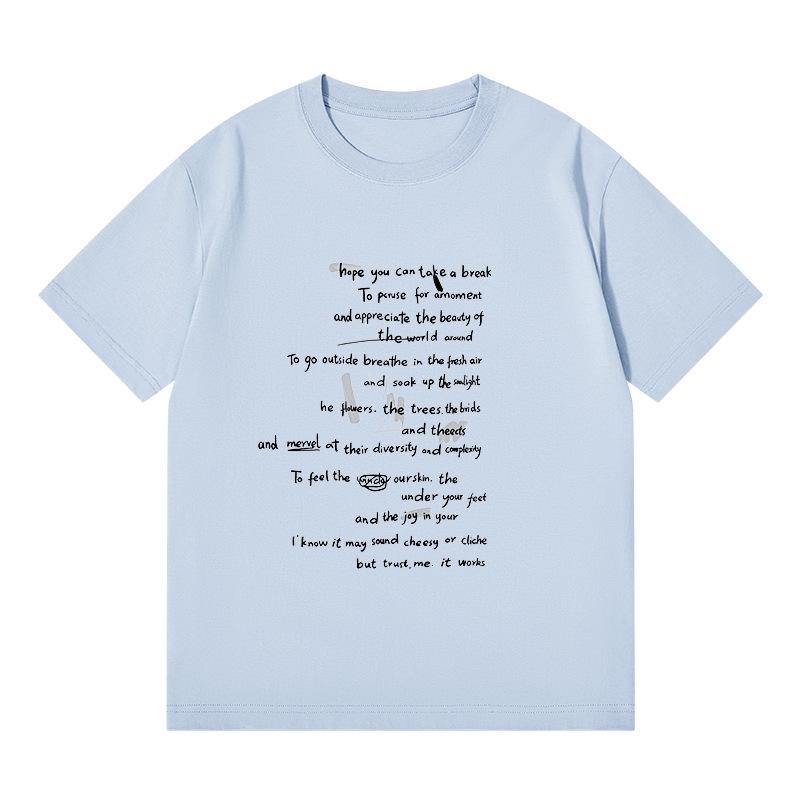 Women's Korean Style Cotton Letter Print Short Sleeve Loose T-shirt - Summer Student Fashion Top