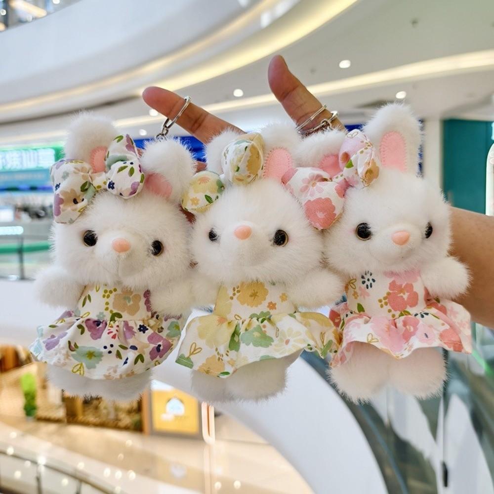 Cartoon Plush Rabbit Keychain 12CM Rabbit Doll Pendant for Car Bag Decoration