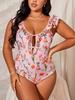European & American Plus Size Women's Thickened One-Piece Floral Swimsuit