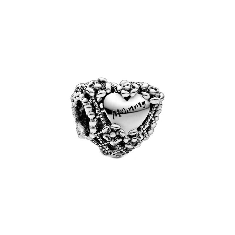 Pandora MOMENTS Beloved Mother Hollow Flower Heart-Shaped Jewelry Accessories Women s Silver 798892C00