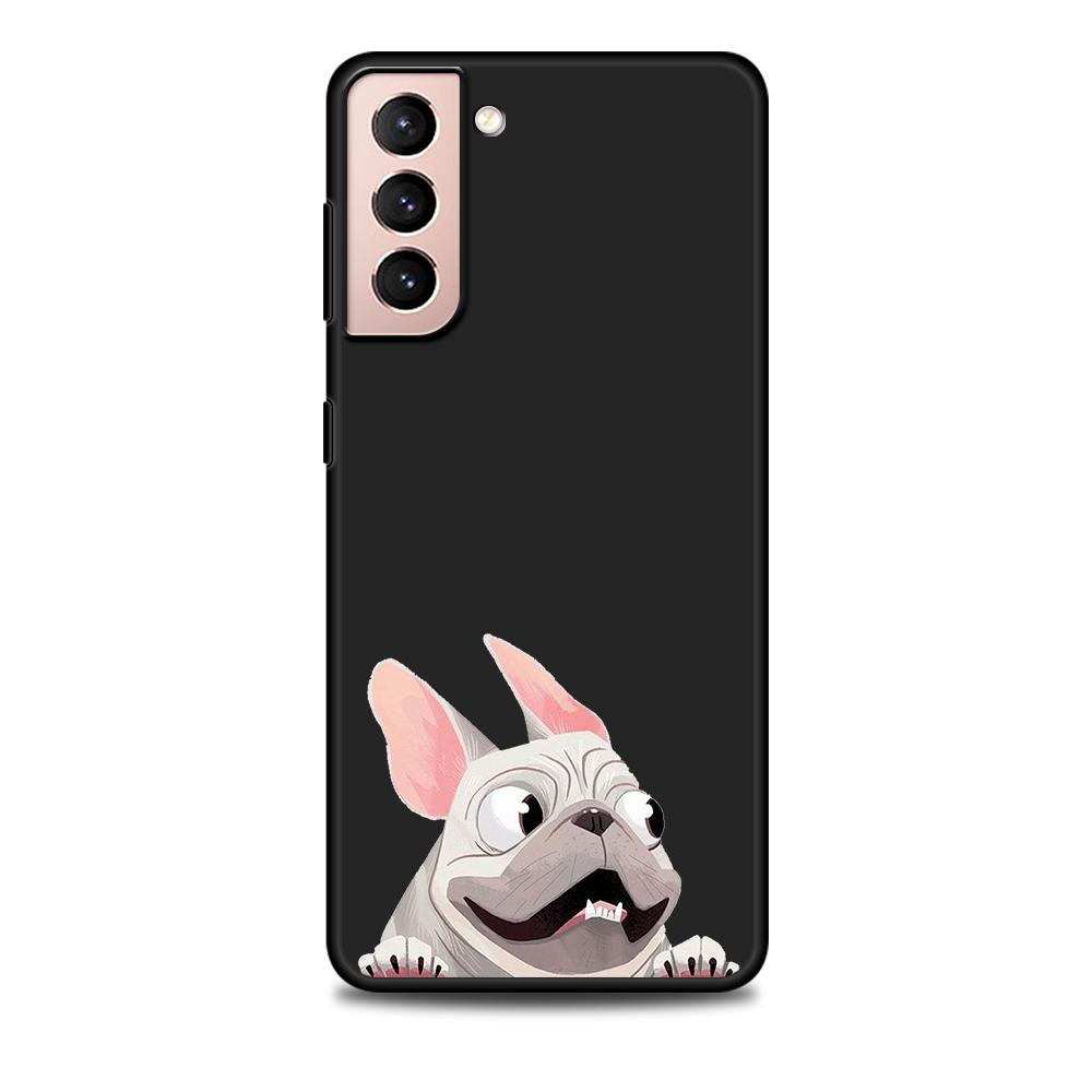 

Черный чехол для Samsung Galaxy S20 FE S21 S22 Ultra S10 Plus S9 S8 S10e S7 Edge, мягкий силиконовый чехол для телефона с изображением мопса, французского бульдога, черного цвета Samsung S22 Ultra 5G