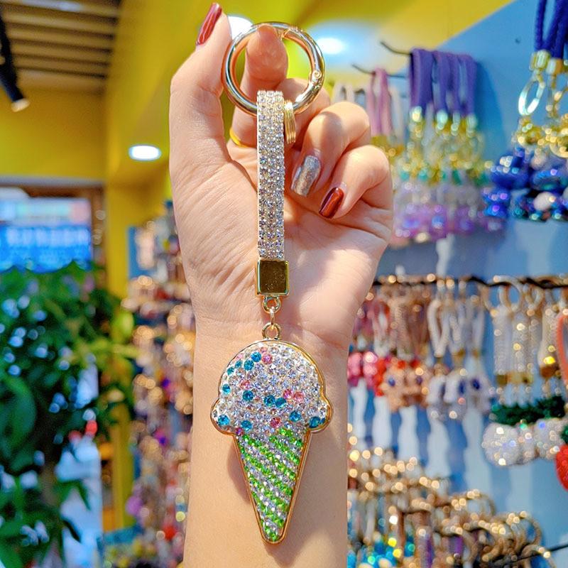 Ice Cream Crystal Keychain With Czech Rhinestones For Couples And Giftgiving