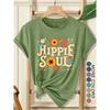 Women's Elegant Style Plus Size Loose Short Sleeve Hippie Soul Hippie Floral Print Pattern Round Neck Women's Comfortable Soft Breathable New Spring
