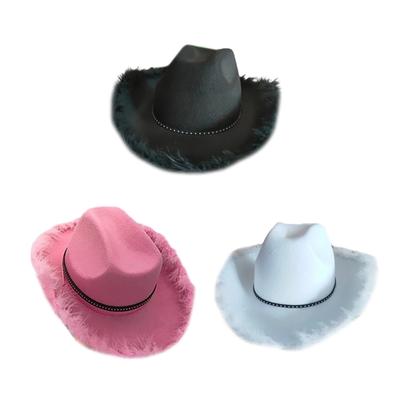 Furry Cowboy Hat Feathers Knight Hat Disco Versatile for Street Shooting