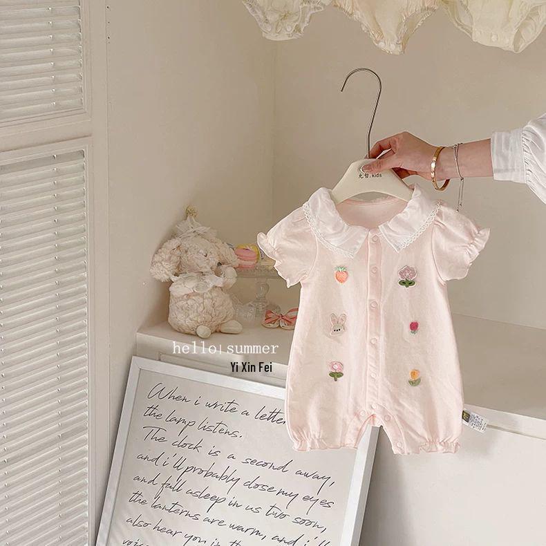 

Летний комбинезон с коротким рукавом для новорожденной девочки 2025 - Сладкий и милый наряд 48 available розовый