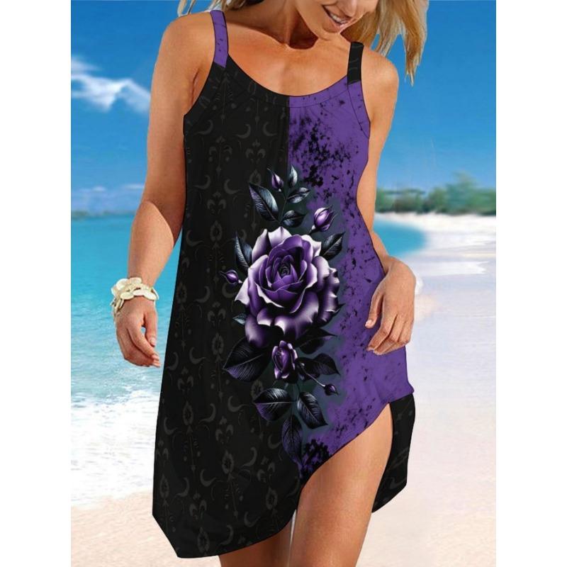 Летнее модное женское платье-сарафан большого размера с 3D цветочным принтом 5XL