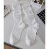 Ladies Thin Fashion Cake Lace Solid Color Stitching Vertical Bar Boneless Calf Pile Socks