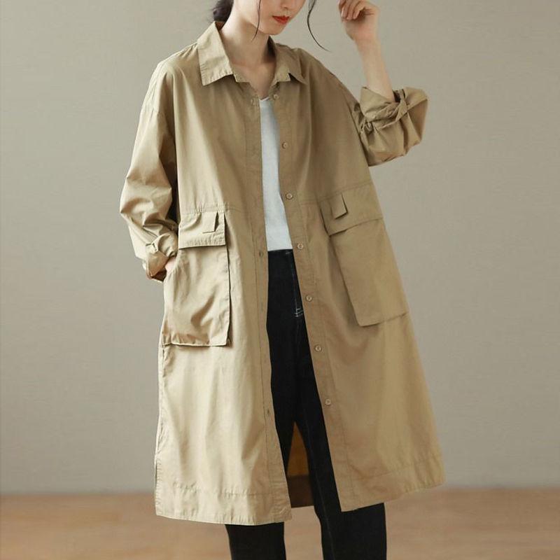 Women's Mid-Length Autumn Trench Coat - Casual Style Cardigan Outerwear