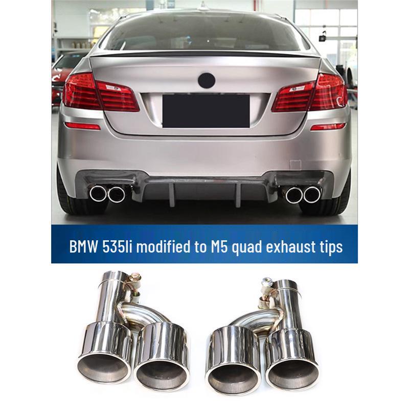 BMW 535li M5 Quad Outlet Carbon Fiber Exhaust Tailpipe (Stainless Steel, F10/F18)