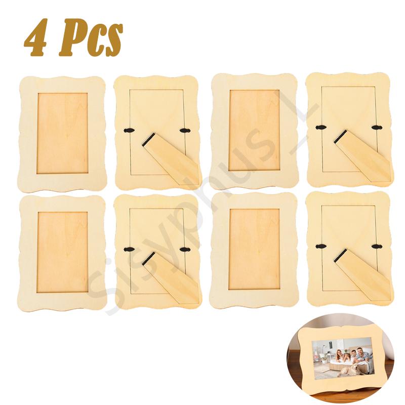 Wooden DIY Photo Frame Painting Photo Wooden Blank Photo Frame Vertical Postcard Frame Set Home Decoration Wedding Accents
