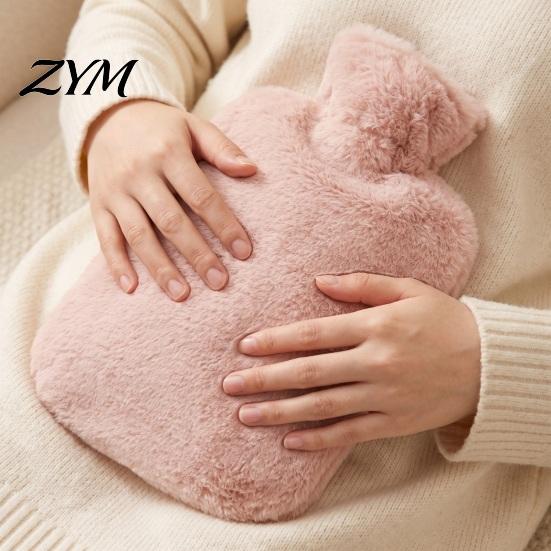 Period Pain Relief Hot Water Bag PVC Bottle with Plush Cover, 1000/2000ML Leakproof Bag, Reusable Cold Compress Pouch for Shoulder, Back, Hand, Legs,