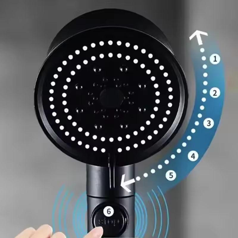 Factory Price Modern Turbo Shower Head Kit Bathroom Thermostatic Handheld High Pressure Rainfall Showerhead Black